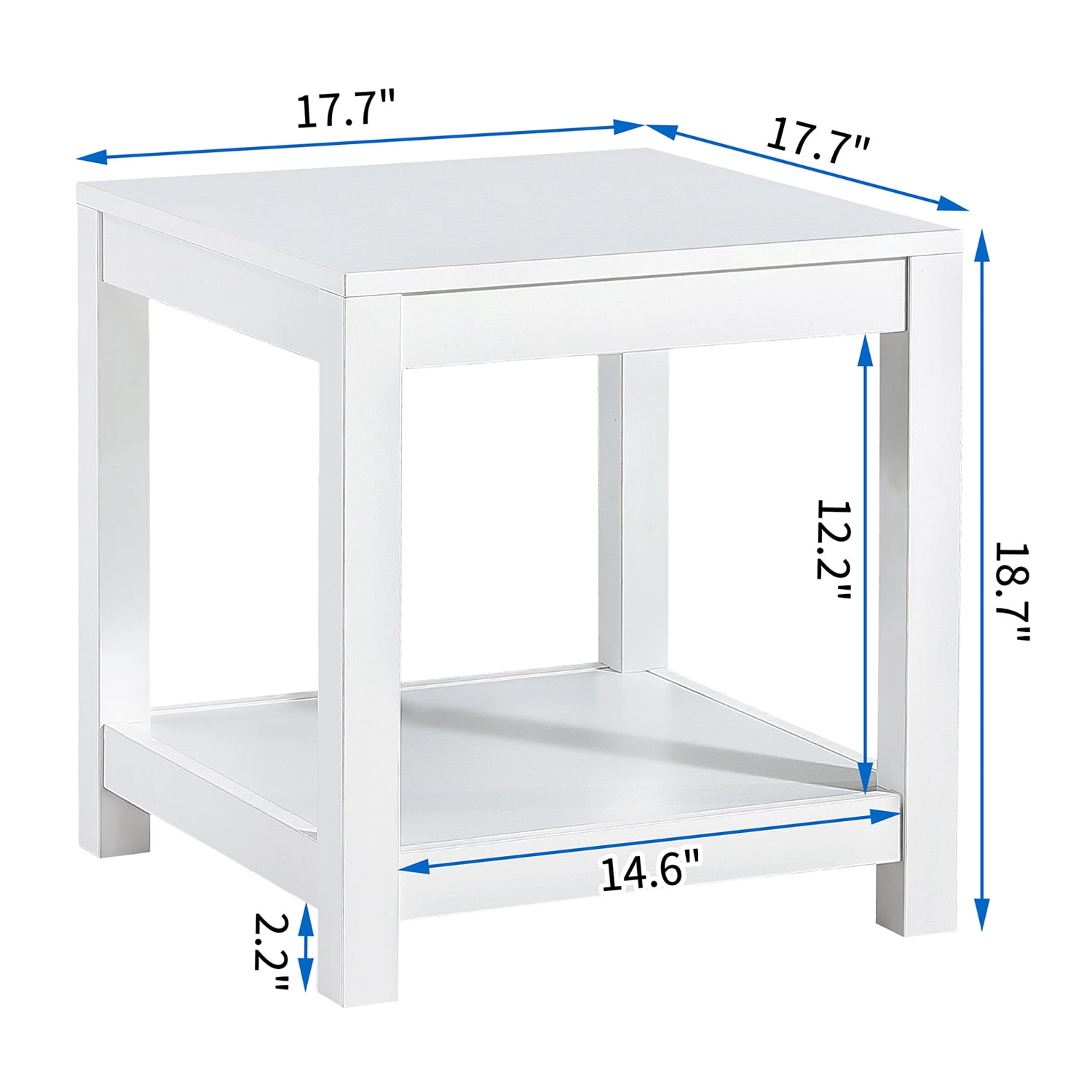 Kadyn End Table, Mid-Century Nightstand for Living Room, MDF Bedside Table with Storage Shelve, White Kadyn End Table, Mid-Century Nightstand for Living Room, MDF Bedside Table with Storage Shelve, White