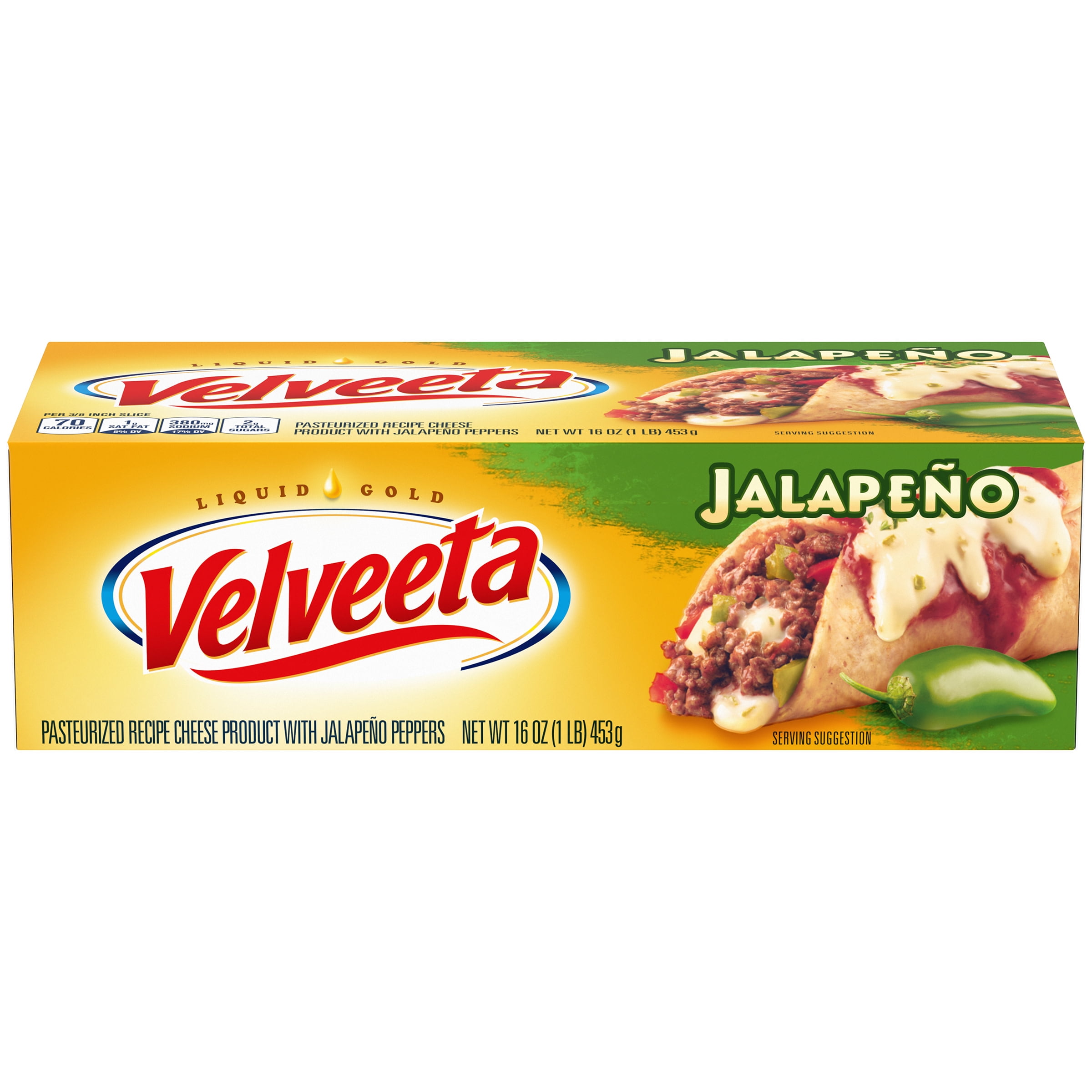 Velveeta Jalapeno Cheese with Jalapeno Peppers, 16 oz Block Walmart