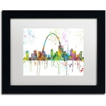 Trademark Fine Art "St Louis Missouri Skyline Mclr-1" Canvas Art by Marlene Watson, White Matte, Black Frame