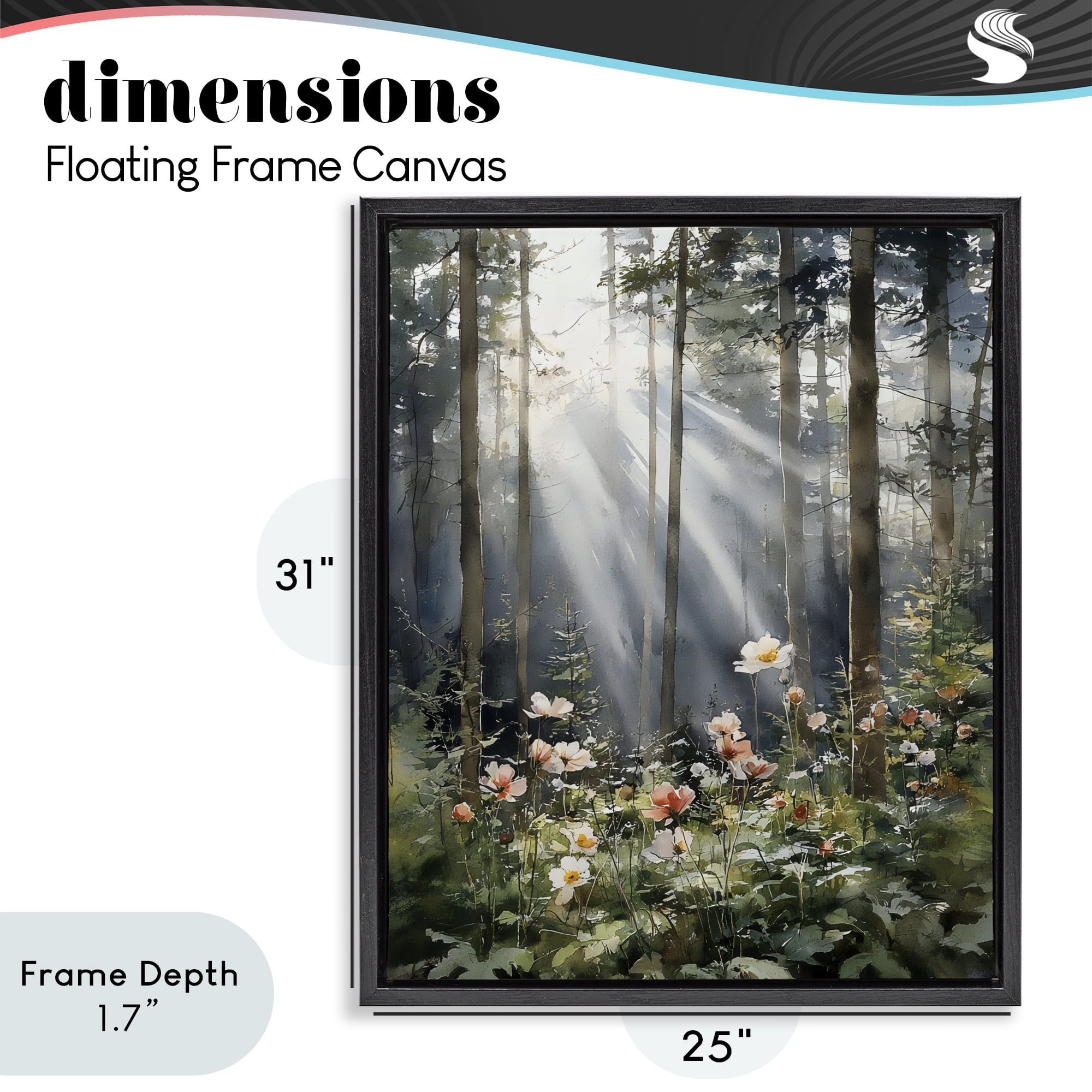 Stupell Industries Sunlit Woods In Morning Black Framed Floater Canvas Wall Art, design by Franklyn Gregory