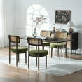 thumbnail image 3 of Joyyskill Upholstered Rattan Dining Chairs Set of 2, Mid Century Modern Kitchen Chairs with Curved Back and Solid Wood Legs Armless Accent Chair, Walnut/Green Velvet, 3 of 6