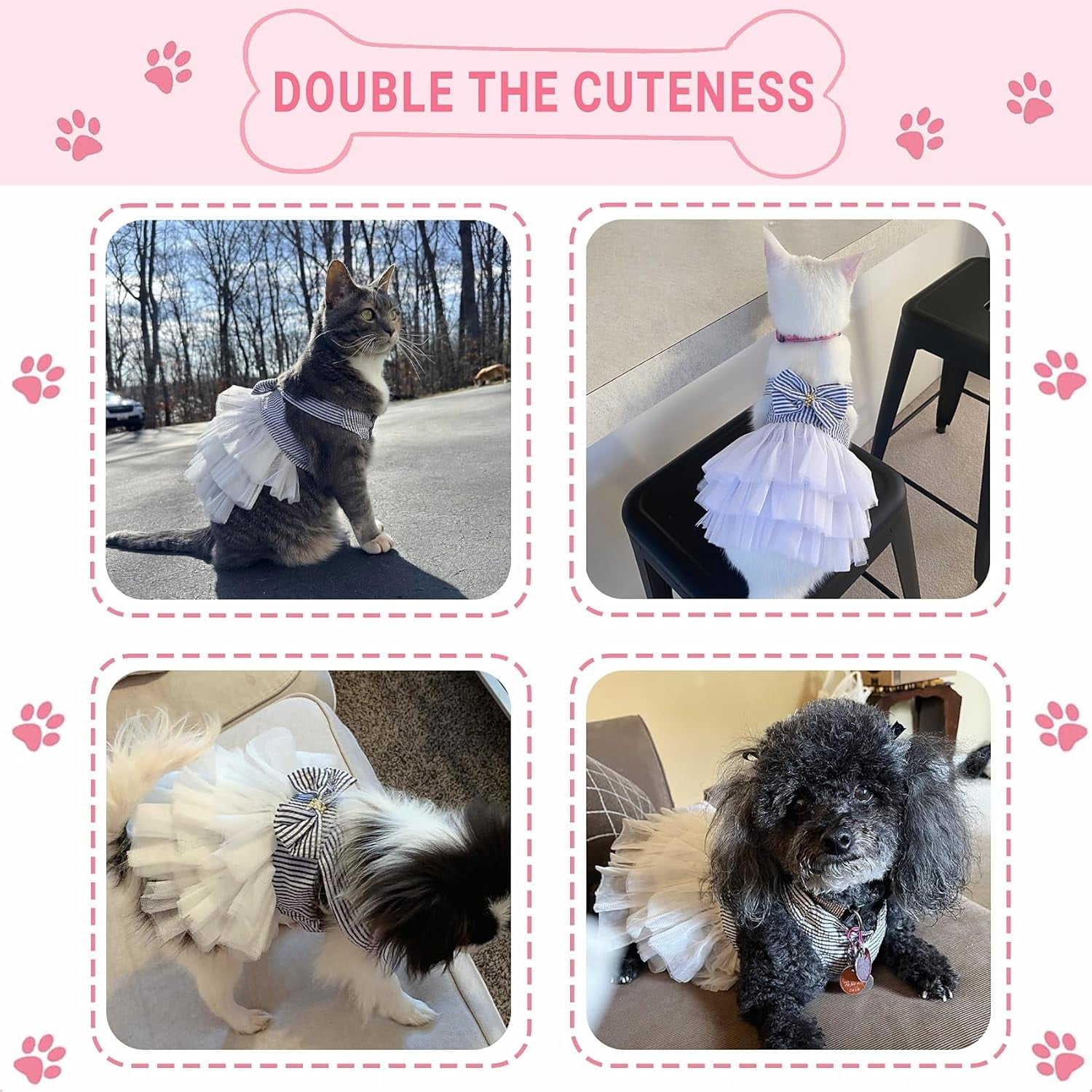 XiHAMA Dog Dresses, Fashion Pet Dog Clothes, Striped Mesh Puppy Dogs Princess Dresses