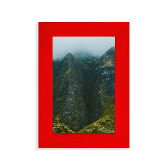 Jungle Vallée Falaise Brouillard Forêt Image Afficher Art Cadre Photo Rouge