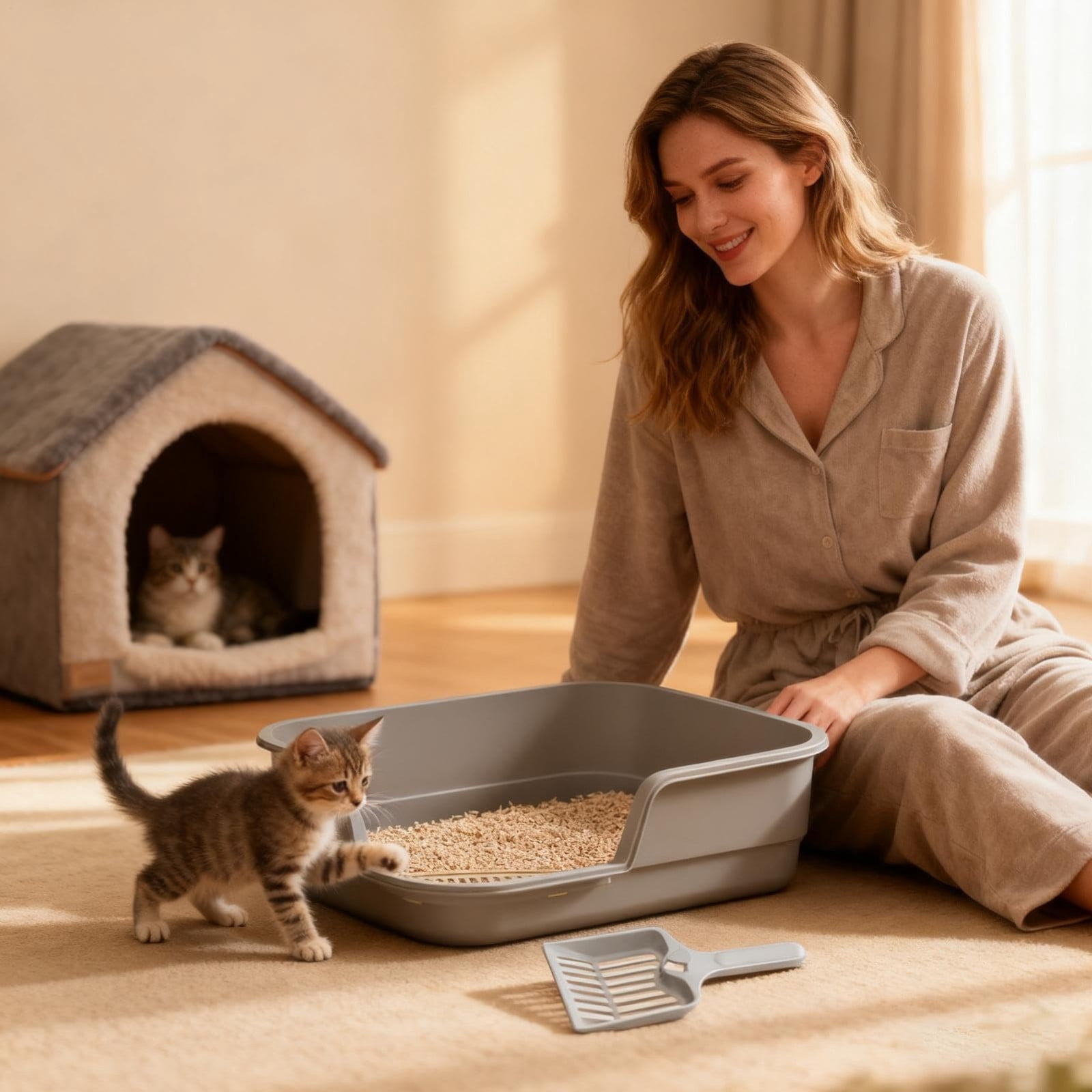 Extra Large Semi Enclosed Cat Litter Box High Sides Low Entry Open Top Kitty Toilet Splash Control for Senior Cats Kittens Multi Cat Home Apartment Senior Cats Multi Cat Clean Home Litter Control