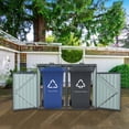 thumbnail image 5 of Auto Beyond Garbage Bin Shed Stores 2 Trash Cans Metal Outdoor Bin Shed for Garbage Storage,Stainless Galvanized Steel, Bin Shed for Garden Yard Lawn,Gray, 5 of 6