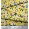 thumbnail image 3 of Soimoi Yellow Rayon Crepe Fabric Colorful Butterfly Printed Craft Fabric by the Yard 46 Inch Wide, 3 of 5