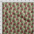 thumbnail image 4 of oneOone Soie Tabby Rouge Tissu Floral Matière de Robe Tissu Imprimé Tissu au Mètre 42 Pouces de Large, 4 of 4