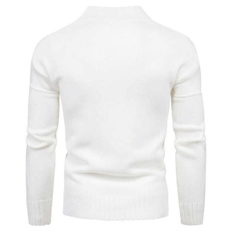 Lilgiuy Men's Winter Leisure Half High Collar Long Sleeved Sweater