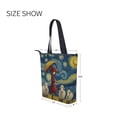 thumbnail image 7 of Zipper canvas bag large capacity large size practical handbag durable Canvas with leather material Girl and The Sheeps, 7 of 7