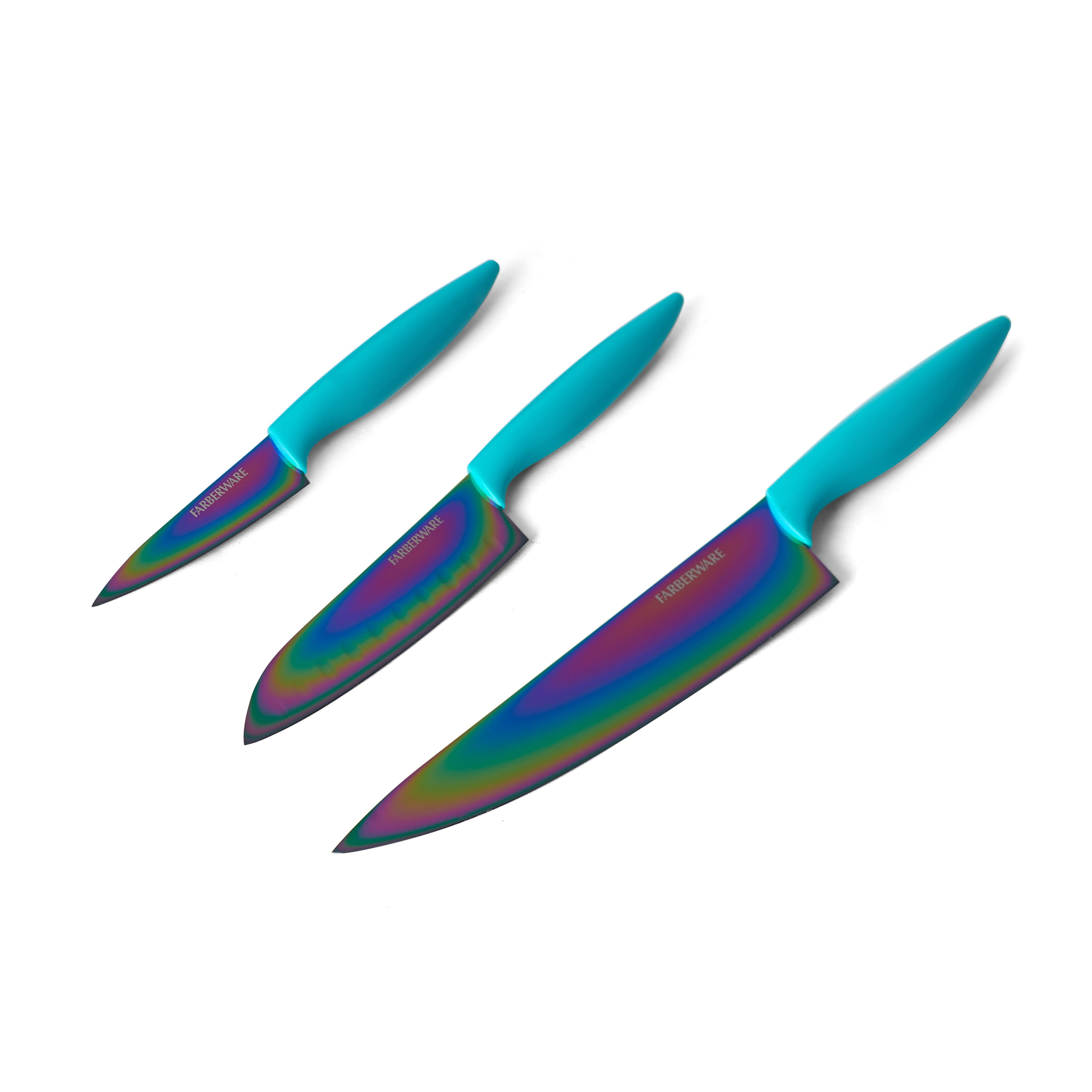 Kitchen Knife Set Rainbow Stainless Steel Blades Durable Metal Home  Farberware