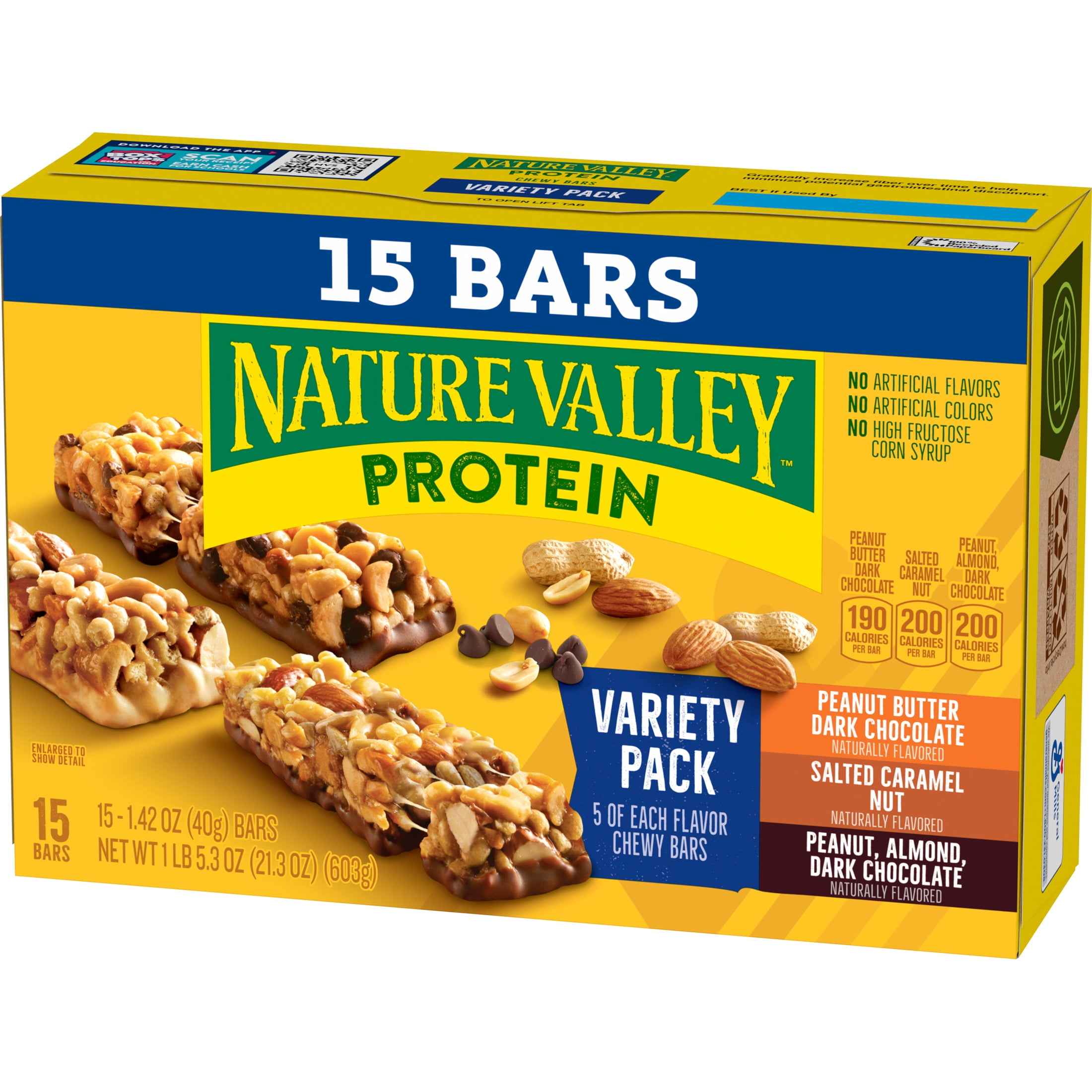 (6 pack) Nature Valley Protein Chewy Snack Bars, Variety Pack, 15 Bars, 21.3 oz