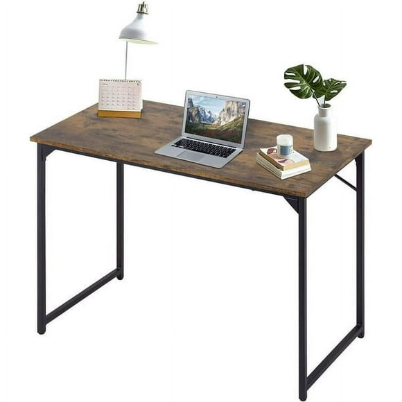 Computer Desk,39.4” 47.2”Home Office Desk Writing Study Table Modern Simple Style PC Desk with Metal Frame for Home Office (39.4”, Brown)