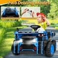 thumbnail image 6 of Joyracer 24V Ride on Toys w/ Remote Control, 2 Seater 800W Ride on Dump Truck, Electric Powered Ride on w/ Dump Bed, 3 Speeds, Shovel, Bluetooth/Music, Gift for Kids, Blue, 6 of 10