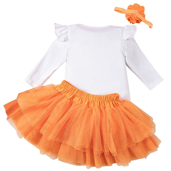 Baby Halloween Outfit, Toddler Kids Girls Outfit Halloween Pumpkins Letters Prints Romper Skirt Hairband 3pcs Set Outfits, Halloween Gifts