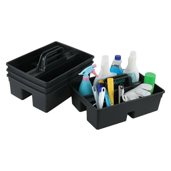 Loiycg 4 Pack Cleaning Tool Caddy with Handle, 3-Compartment Plastic Utility Tote Caddy