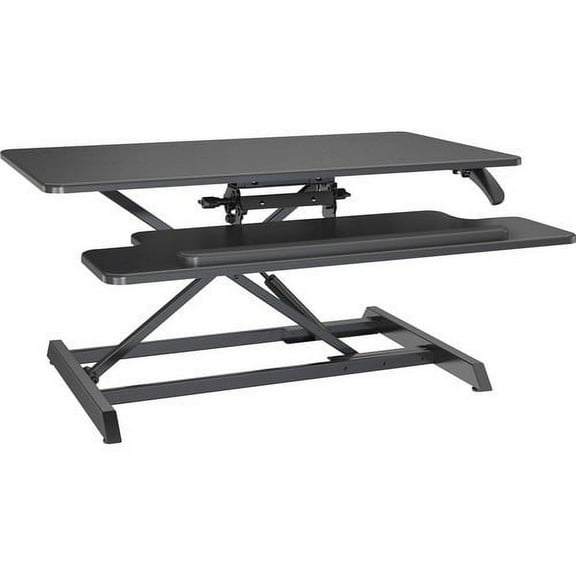 Lorell Large Monitor Desk Riser 37.40 lb Load Capacity - 19.6" Height x 35.4" Width x 19.3" Depth - Desk - Polyvinyl Chloride (PVC), Medium Density Fiberboard (MDF) - Black