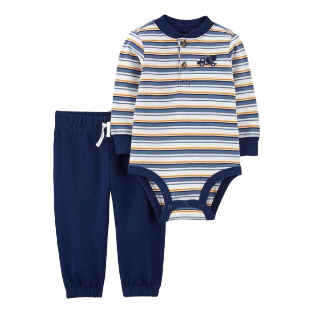 Set 2 pzs c/pantalón Carter's Child of Mine Azul Marino Estampado A rayas 6-9M