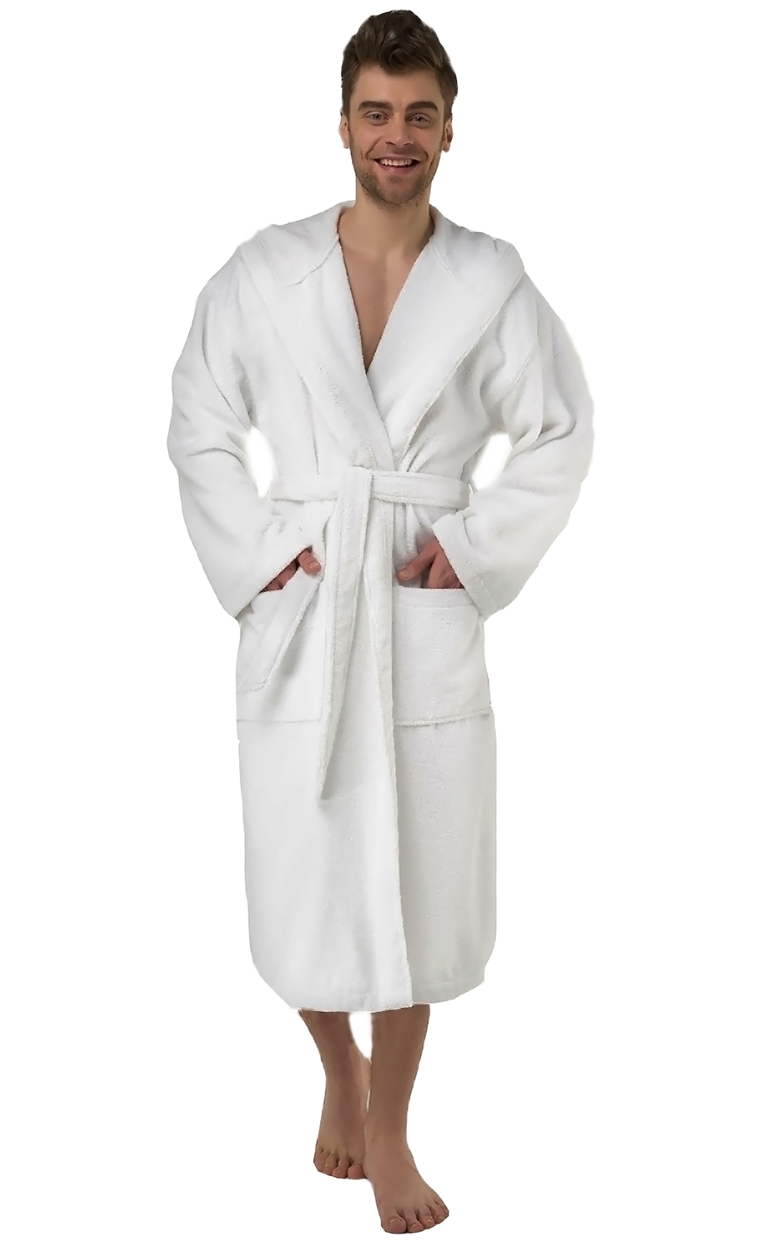 Premium Hooded Bathrobe for Men, Long Sleeve, 51 inch Length, One Size