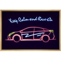 IDEA4WALL Framed Canvas Art Wall Decor Classic Red and Yellow Sport Coupe Keep Calm and Race On Transportation Cars Digital Art Pop Art Chic 3D Neon for Dorm Home Office - 16"x24"