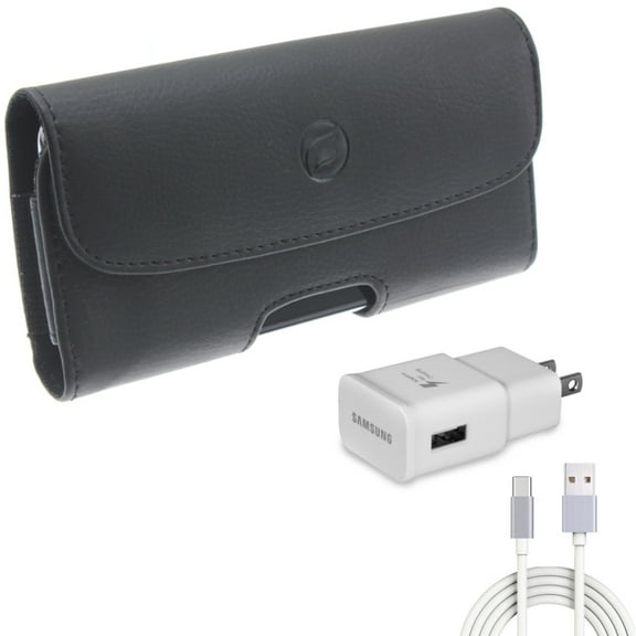 Case Belt Clip w Fast Home Charger for Samsung Galaxy S21,S20 - Leather Holster Cover, Type-C 6ft USB Cable