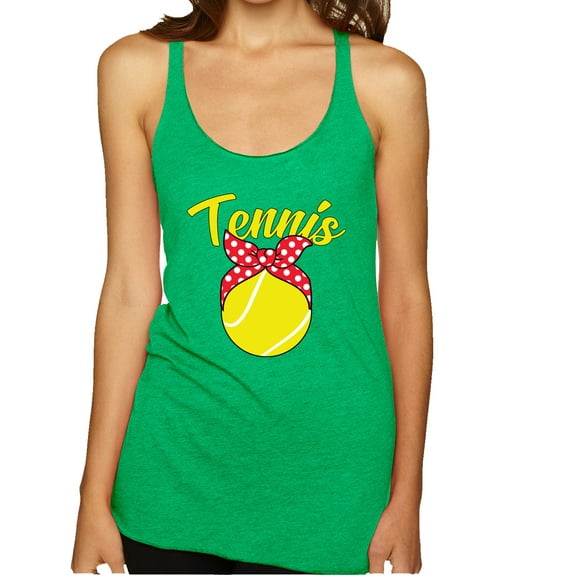Wild Bobby, Tennis Mom Cute Bow Ribbon Tennis Ball, Mother's Day, Women Tri-Blend Racerback Tank Top, Envy, Small