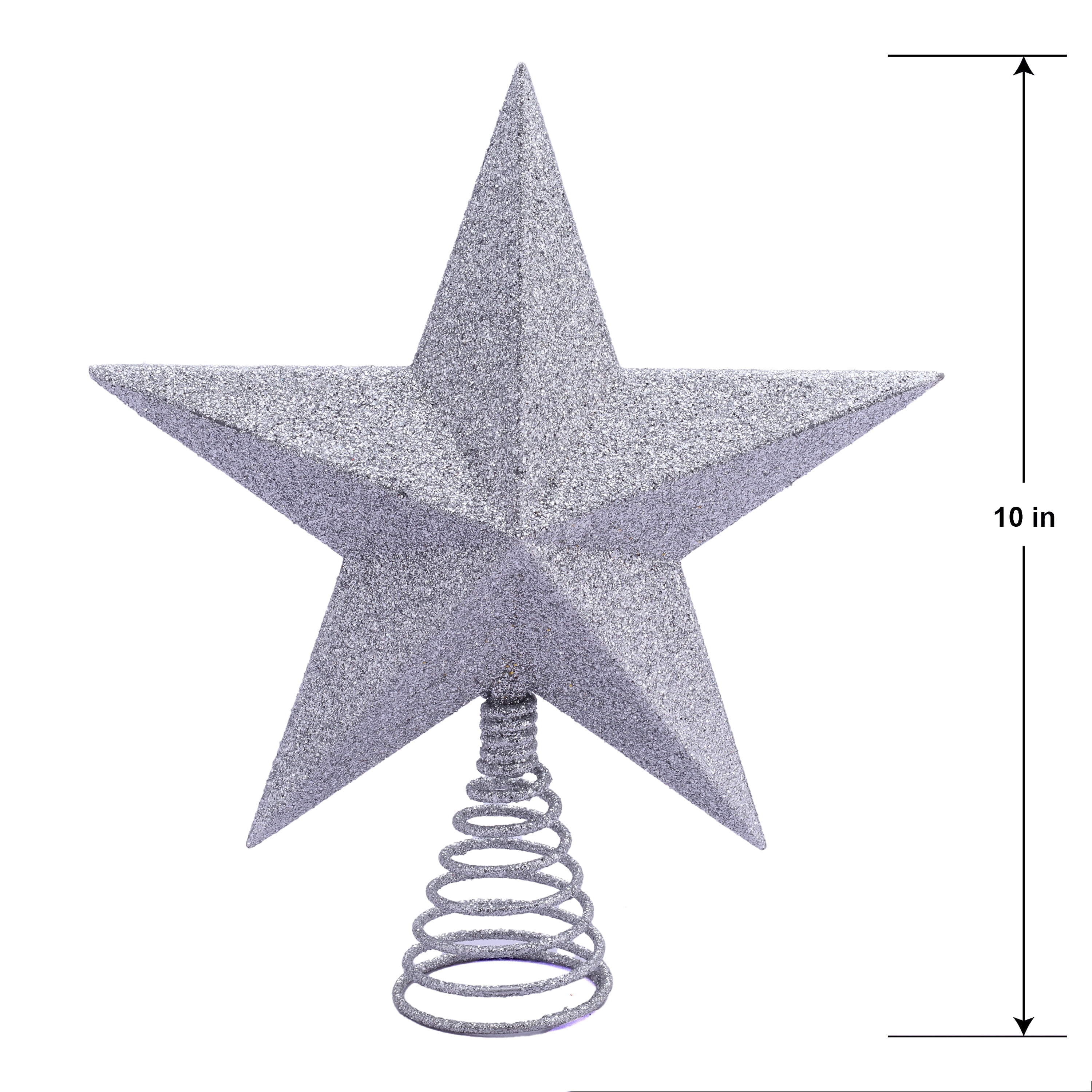 Glitter Star Christmas Tree Topper, Silver, 10", by Holiday Time