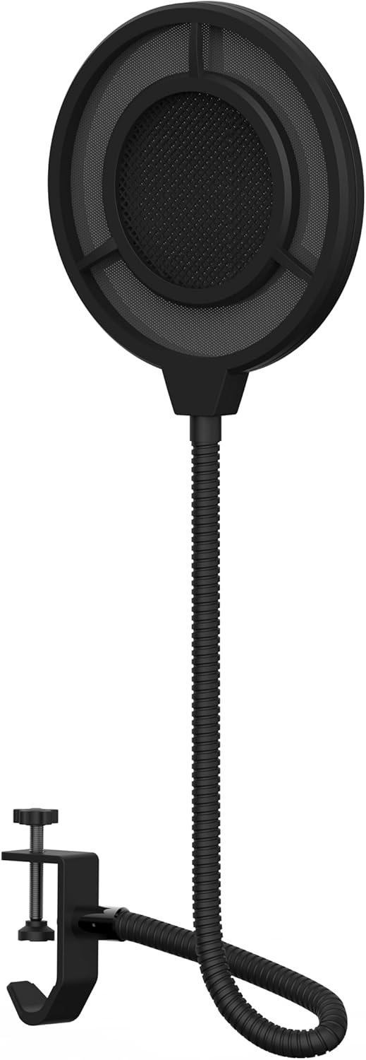 Boytone BT-27ST Upgraded Microphone Pop Filter Mask Shield - Double Layered, Universal Fit