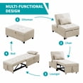 thumbnail image 2 of MUZZ 4-in-1 Convertible Sleeper Chair w/ Adjustable Backrest&Storage&Pillow,Pull Out Sofa Bed for Compact Spaces(Beige), 2 of 9