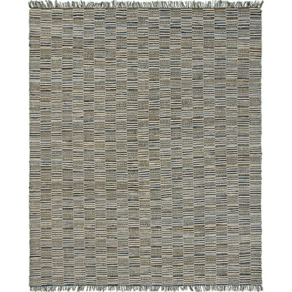 Unique Loom Checkered Chindi Jute Rug , 9' 0 x 12' 0 , Dark Gray