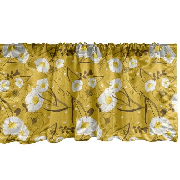 Ambesonne Hawaii Window Valance, Flower Spring Blossom, 54" X 18", Earth Yellow Umber