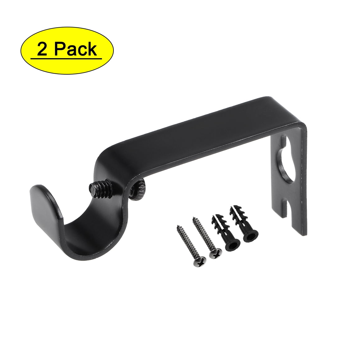 Uxcell Curtain Closet Rod Bracket Single Holder Support for 0.63' Drapery Rod Iron Black 2Pcs
