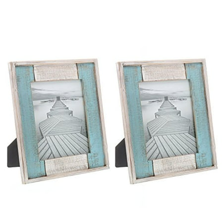 Distressed White Carved Wood - Barnyard Designs Rustic Distressed Picture Frame, 8