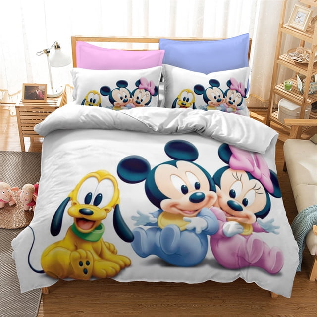 Mickey Mouse Quilt Cover Cartoon Duvet Breathable Polyester 3d Printed Comforter Warmth Bedding Set Luxury