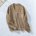 thumbnail image 4 of YUGYXL Cable Knit Sweater Women Button Down V Neck Loose Fit Casual Fall Tops Pullover Fall Fashion Long Sleeve Sweaters Coffee L, 4 of 7