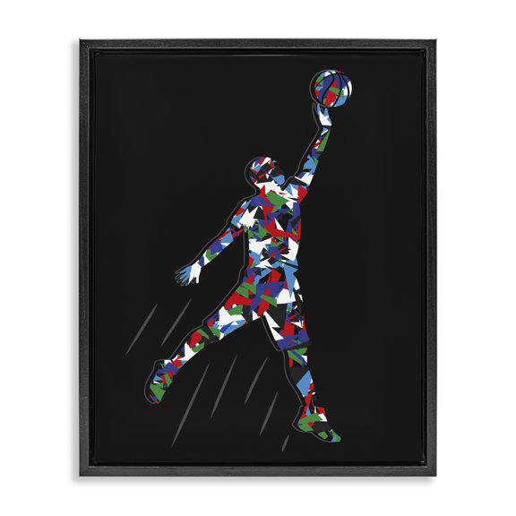 Stupell Industries Contemporary Basketball Player Abstract Pattern Black Floating Frame Canvas Art, 25 x 31, by Arrolynn Weiderhold
