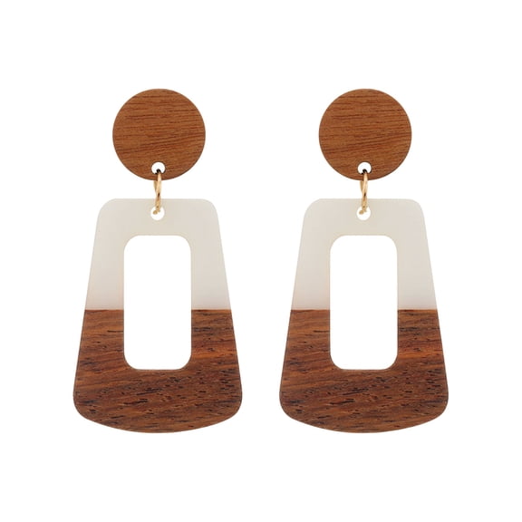 Wovilon Wood Rectangle Geometric Dangle Earrings Vintage Boho Statement Drop Earrings For Women Fashion Jewelry C