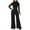 Black, variant on Dealovy Jumpsuits for Women Long Sleeve Slim Fitted Rompers 1 Piece Wide Leg Pants Business Casual Rompers