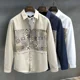 thumbnail image 4 of Camisas para hombre Camisa azul geométrica de gran tamaño para hombre Venta de alta calidad Lujo Nuevo en estilo coreano Moda 2024 con mangas Algodón I, 4 of 5