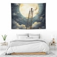 thumbnail image 3 of ONETECH  Moon Stars Wall Tapestry Wall Hanging Outer Space and Galaxy Tapestry Night Sky with White Cloud Home Decor for Room, 3 of 7