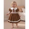 thumbnail image 3 of BemeyourBBs Toddler Baby Girl Christmas Outfit Gingerbread Dress Kids Doll Peter Pan Collar Short Sleeve A Line Dress Xmas Clothes, 3 of 8