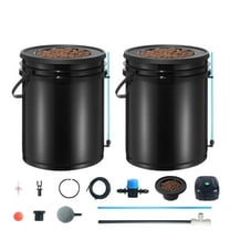 KFFKFF DWC Hydroponic Setup, Includes Drip Irrigation Kit, Dual 5-Gallon Buckets for Deep Water Culture, Equipped with Air Pump, Airstones, and Water Indicator for Greens