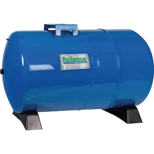 Reliance Pressure Tank 20 Gallon Horizontal - Steel Construction, Powder-Coated Finish - 27.125 x 17.375 in