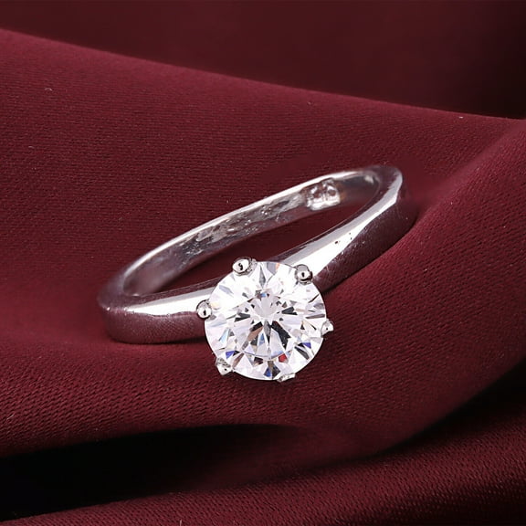1CT Lab Created Diamond Round Cut Solitaire Engagement Ring 14K White Gold Plated