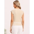 thumbnail image 3 of DARING DIVA Women's Sleeveless Crew Neck Casual Knitted Sweater Top XS Beige, 3 of 6