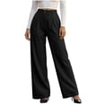 thumbnail image 5 of Straight Leg Corduroy Pants for Women, Relaxed Fit Pants with Elastic Waist and Side Pockets, Vacation Casual Outdoor Wear | VerBelle,Black S, 5 of 9