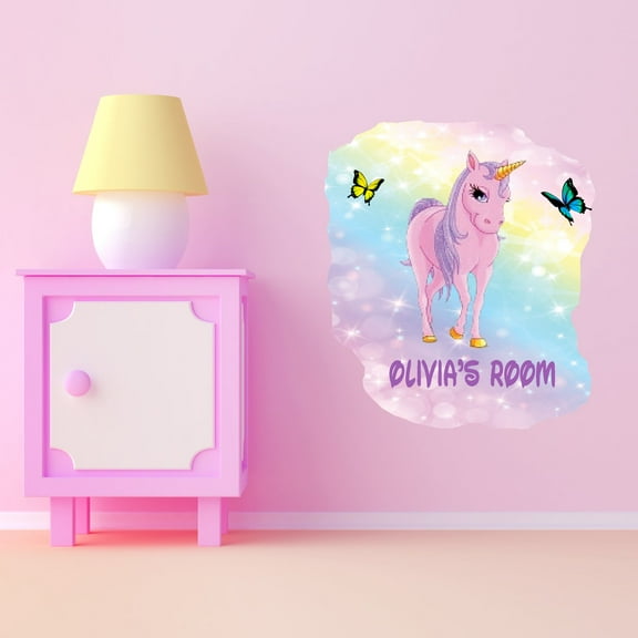 Cartoon Watercolor Custom Name Wall Decals for Kids Room - Legendary Creature Personalized Name Art Legendary Creature Personalized Bedroom Wall Sticker Water Color Style - Size: 9 In x 10 In