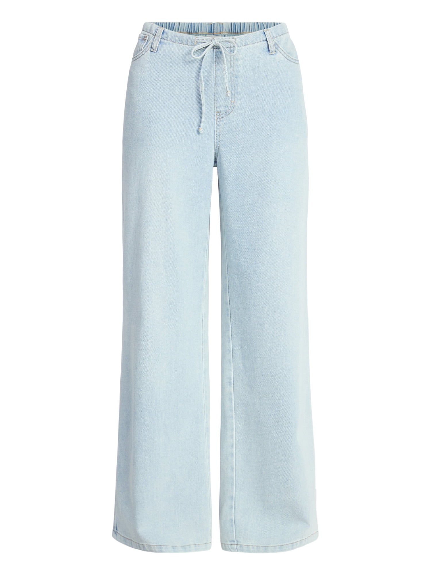 No Boundaries Mini Waistband Wide Leg Pants, 31'' Inseam, Women's Sizes XXS-XXL