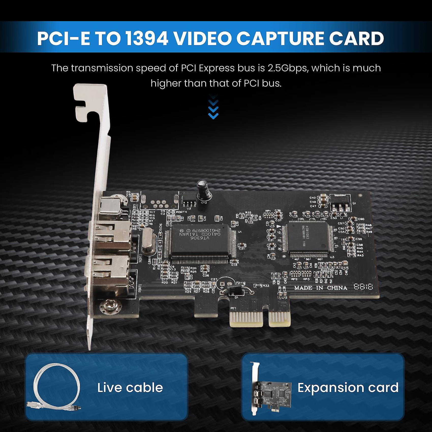 SEDNA - Carte Contrôleur PCI-Express IEEE 1394b FireWire 3 Ports (2 Externes + 1 Interne