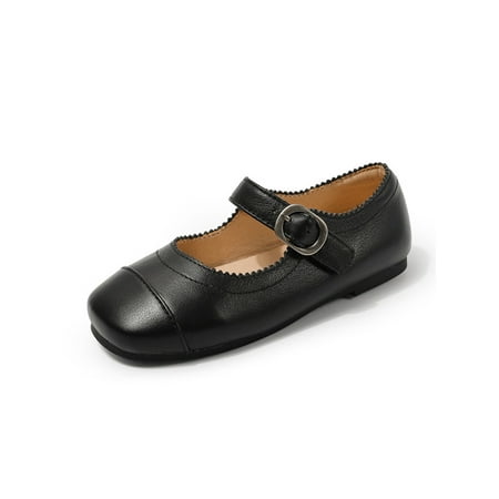 

Tenmix Kids Flat Shoes Princess Flats Comfort Mary Jane Magic Tape Faux Leather Shoe School Casual Lightweight Loafers Black 13C