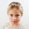 thumbnail image 3 of Baby Girl Flower Pearl Headband - Silver Headpiece for Wedding, Birthday Party, and Photography, 3 of 8